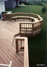 Deck with inset Stairs and Seating Area