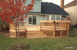 Cedar Deck with Single Flared Steps and Square Lattice Skirt