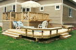 Two-level Deck with Custom Rail, Skirt and Floating Benches