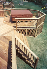 Spa Deck with Flared Stairs and Custom Rails
